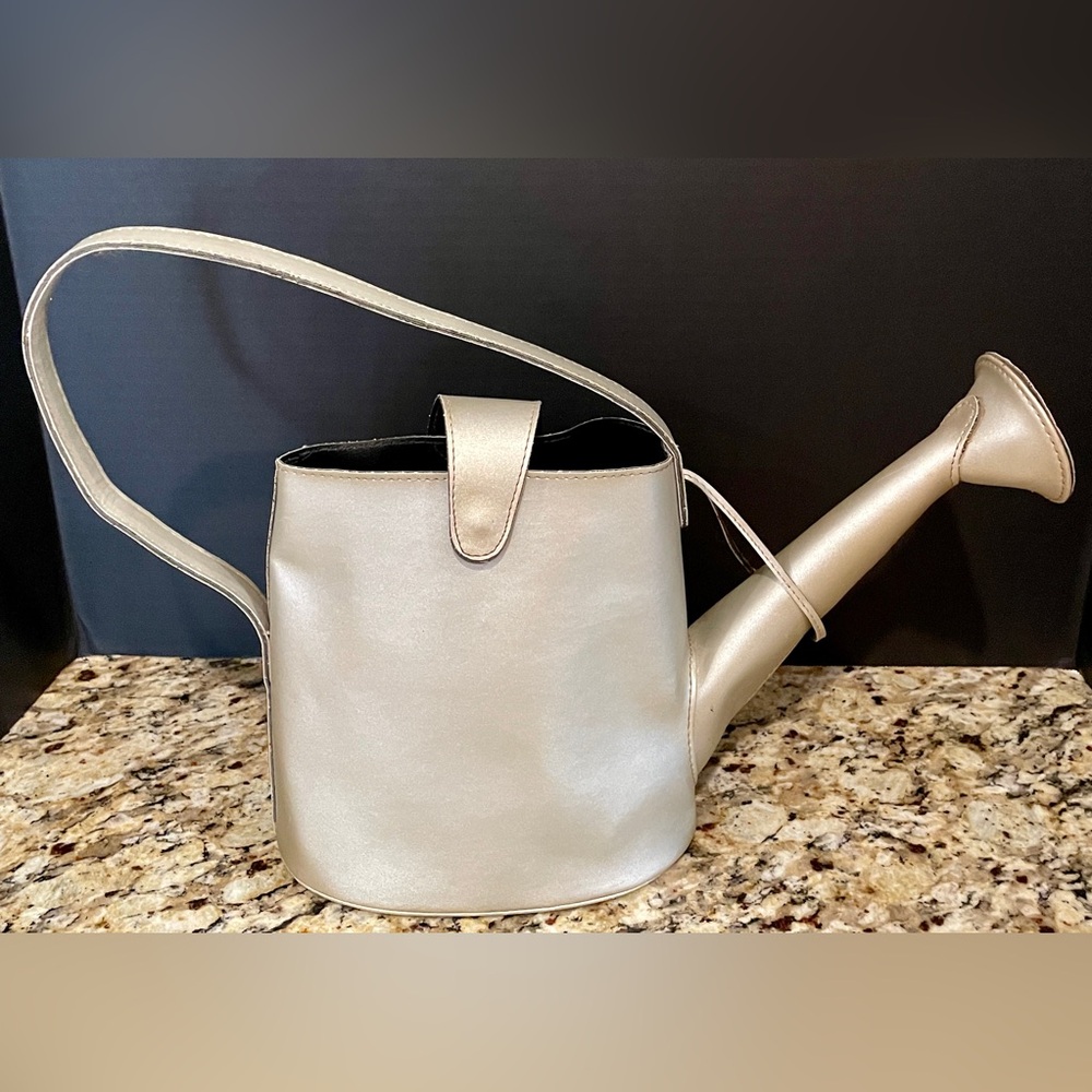 Unique Pylones Watering Can Bag Purse Handbag Faux Leather Gold Vintage 1990’s